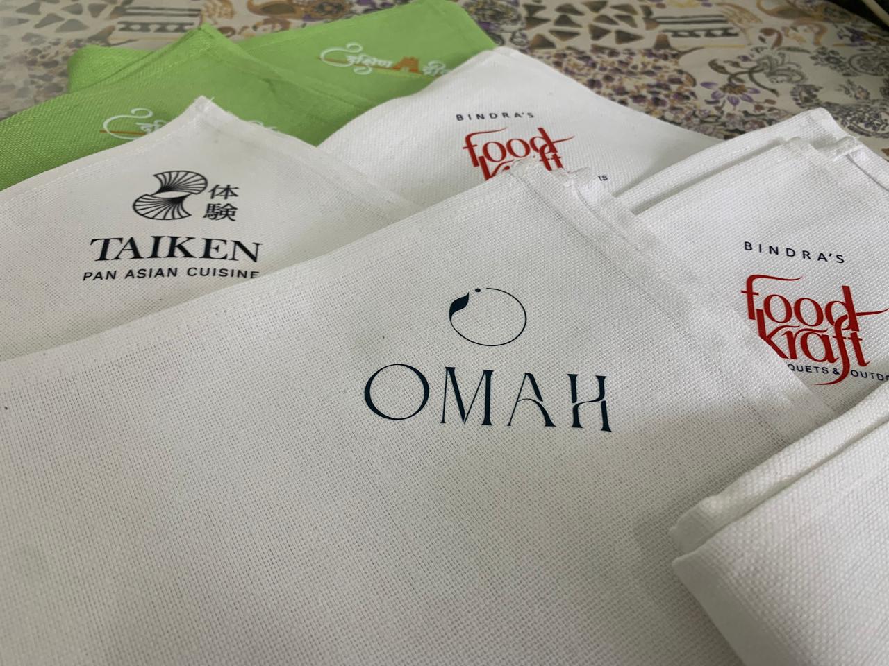 Omah, Taiken and Bindra's Food Kraft branded napkins